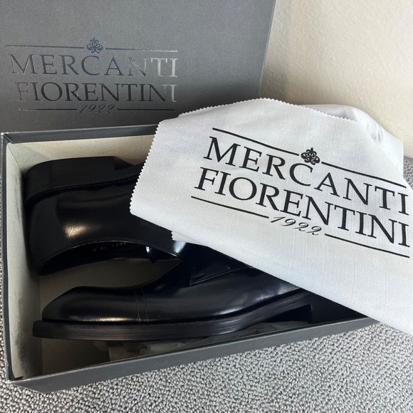 Mercanti Fiorentini Monk Strap Slip On Black Leather Dress Shoes Men's Size 12 - Picture 10 of 11
